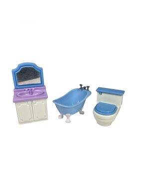 Vintage Little Tikes Grand Mansion Bathroom Toilet Vanity & Bathtub 1990’s